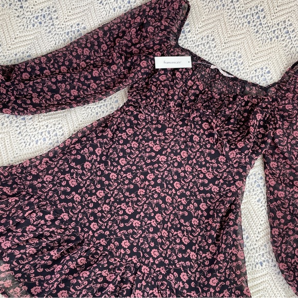 NWT Francescas Dress Mi Ami Maxine Floral Sweetheart Mini Milkmaid Peasant Puff - Picture 4 of 11